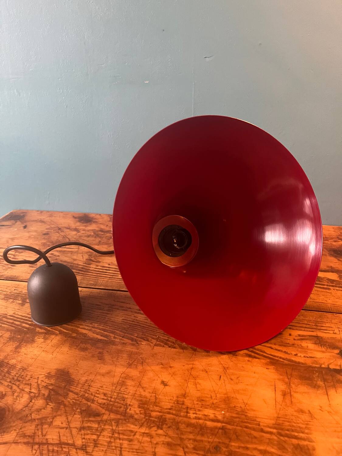 Red metal bell pendant from the 80s