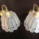 Pair of pendant lamps bell in frosted glass style art deco