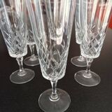 Set of 6 crystal champagne flutes