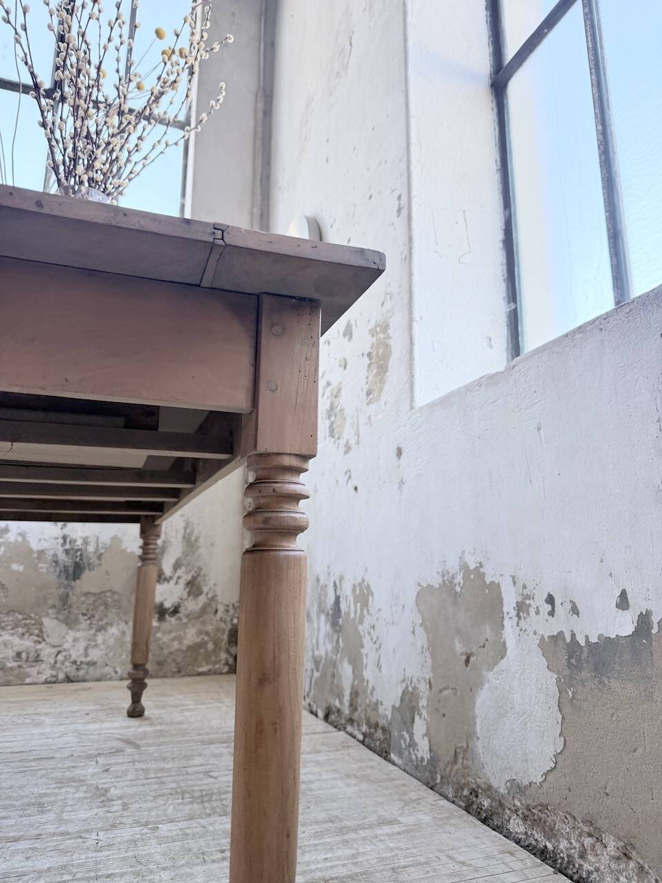 Bistro farmhouse table cherry wood turned legs 180cm