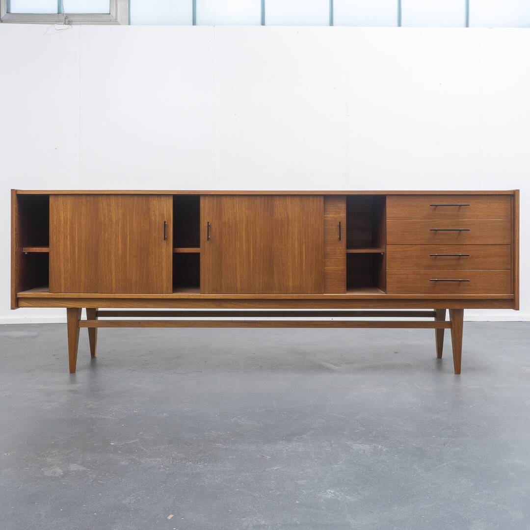 1950s sideboard, teak, sliding doors, restored,