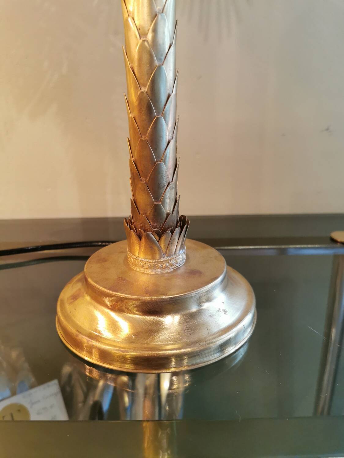 Solid brass palm tree lamp