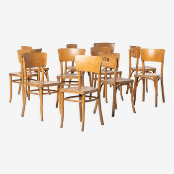Patinated bistro chairs, set of 11, Poland, 1950s
