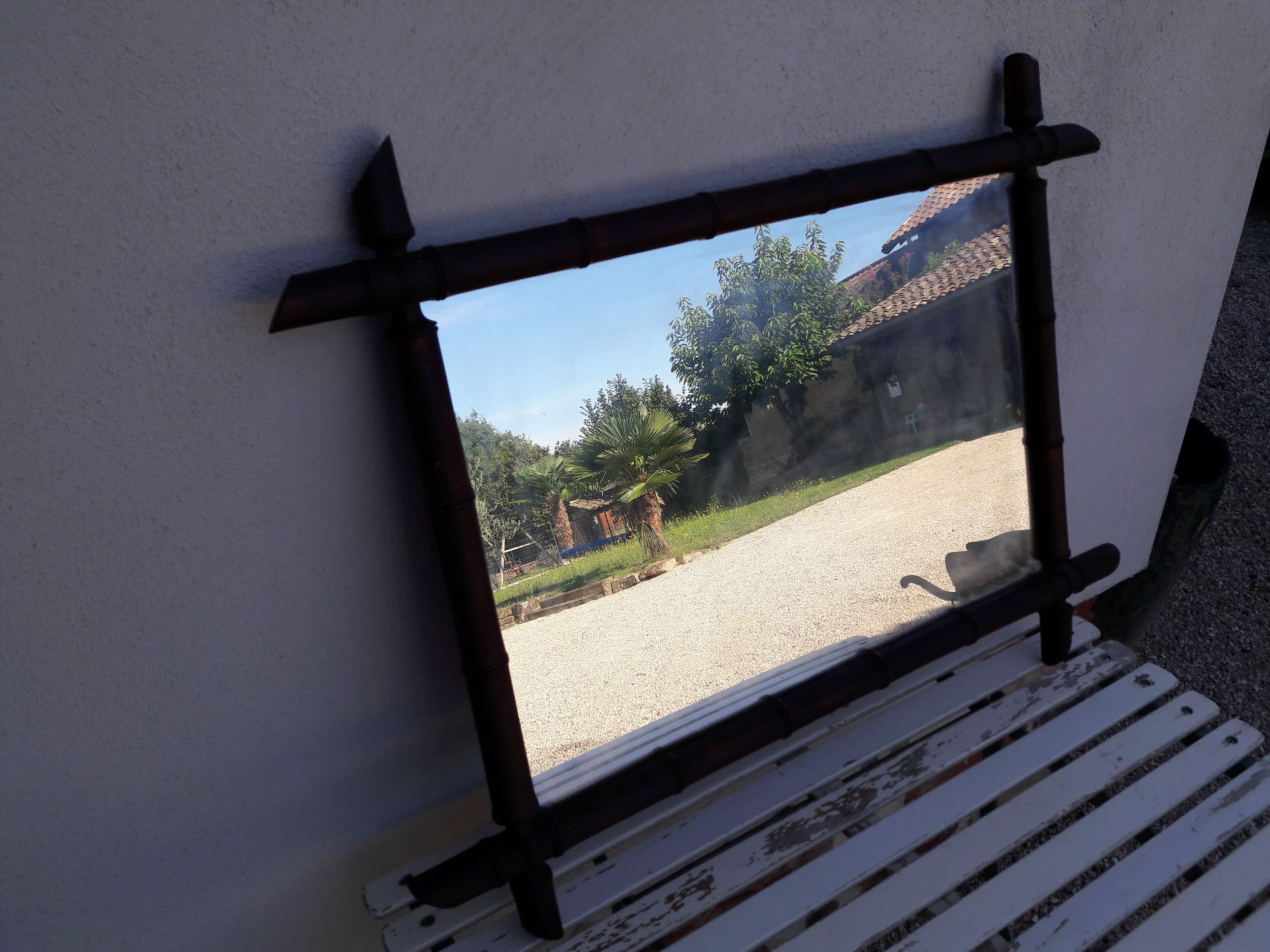 Miroir bois imitation bambou 79 x60 cm