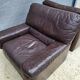 Pair of chocolate leather lounge chairs