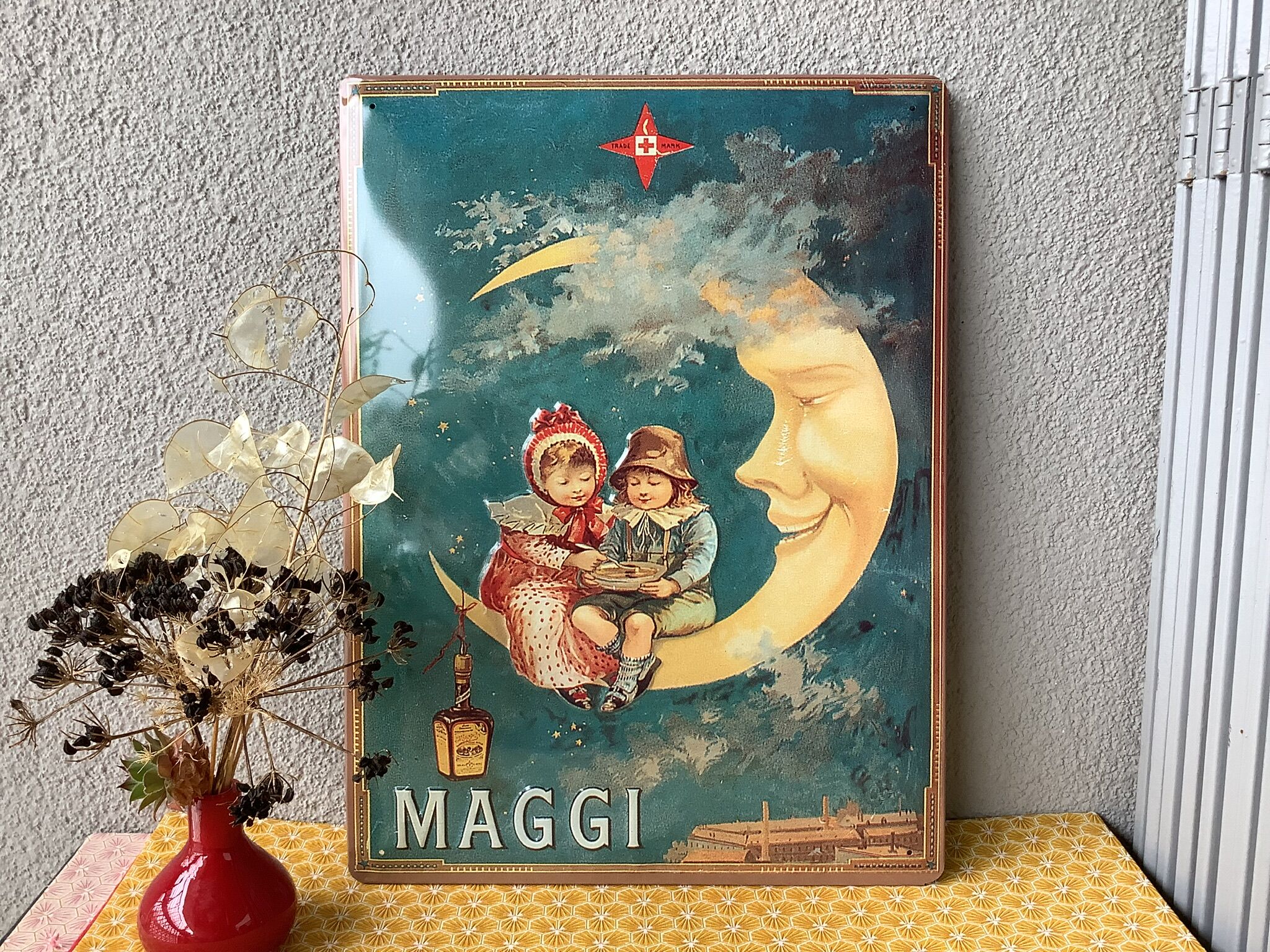 Maggi advertising plate in stamped sheet metal - 30 x 40 cm