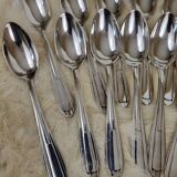 12 silver-plated metal teaspoons, Art Deco style