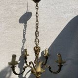 2 Louis XV brass chandeliers with 5 and 6 bulbs