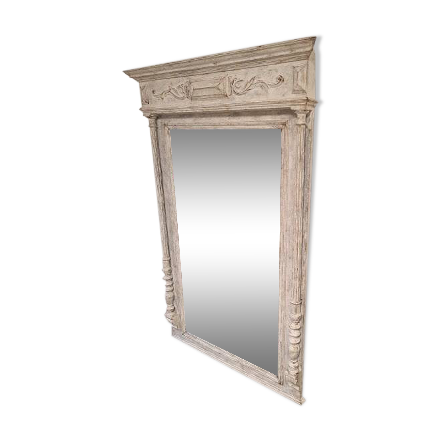 Beveled mercury patinated trumeau mirror