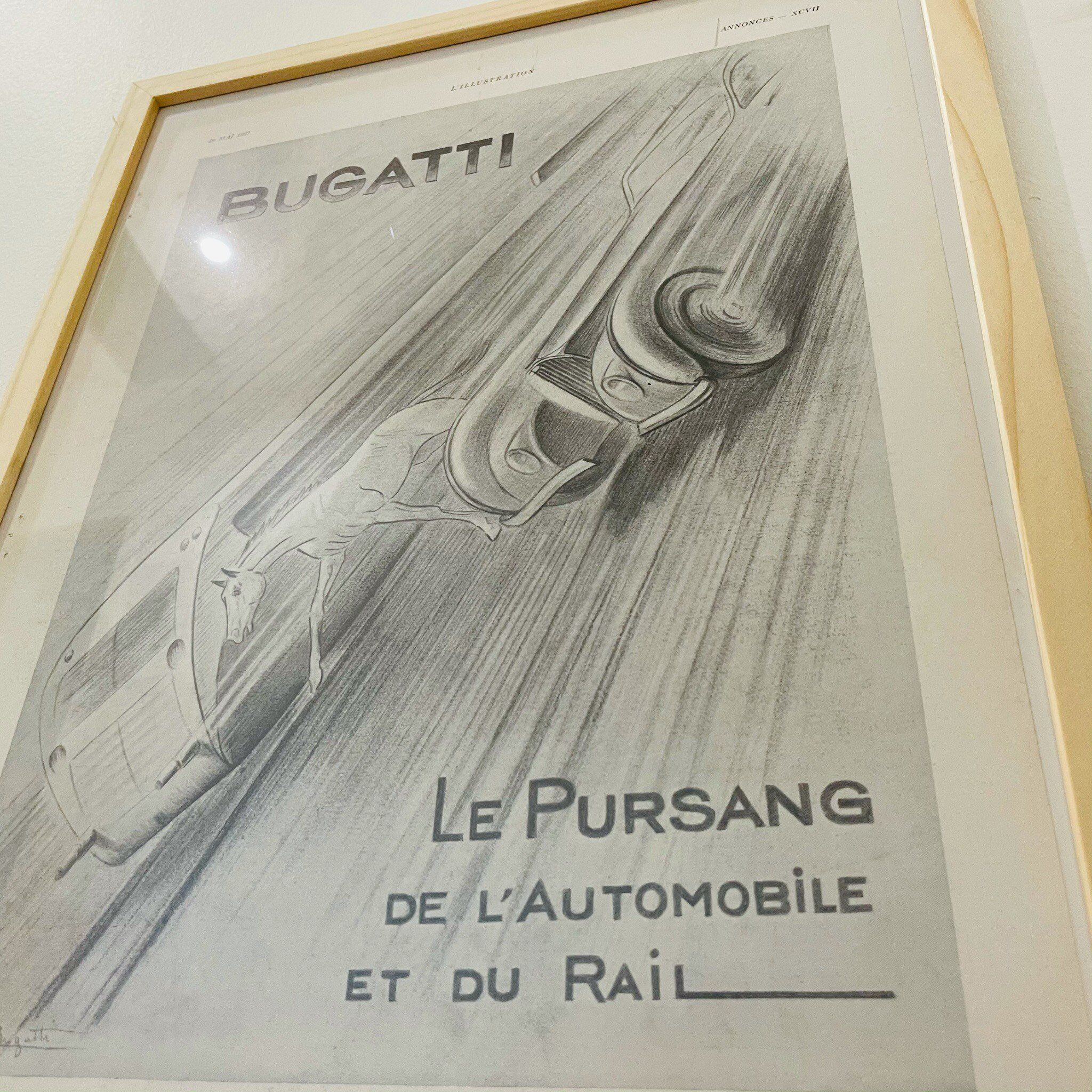 Bugatti car illustration - vintage 1930 - 30x40cm