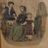 Cadre gravure de mode du 15 janvier 1853 par Héloïse Leloir, chez Maritan