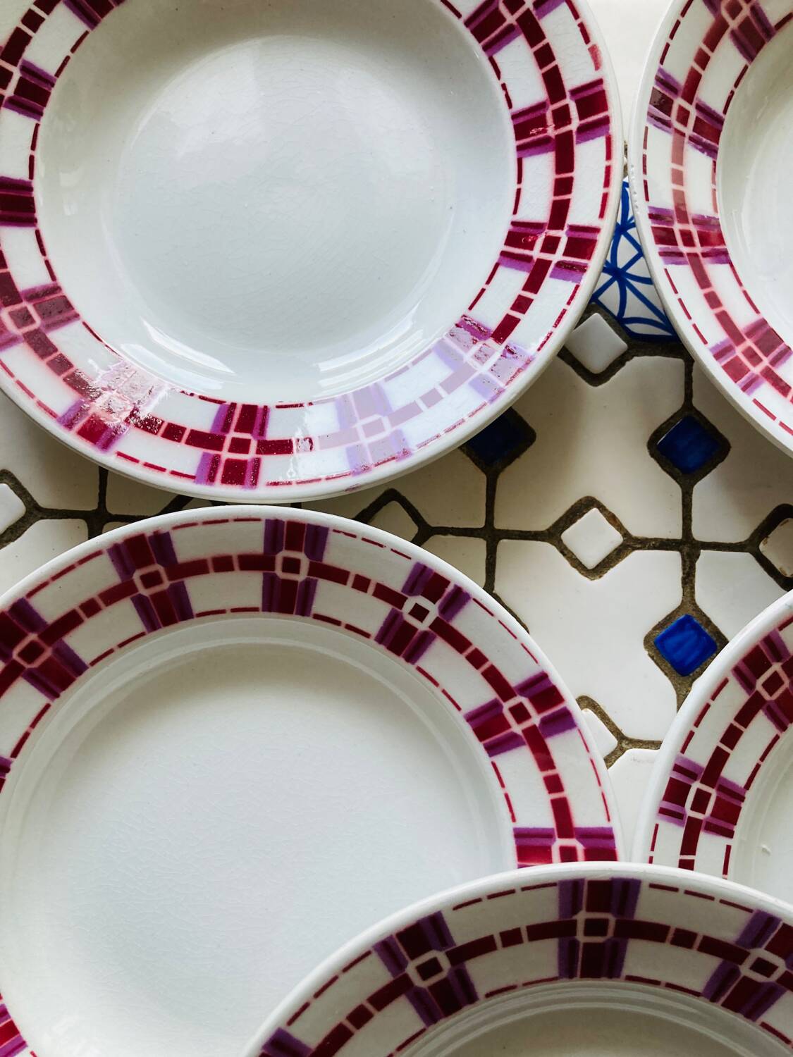 X7 assiettes creuses en faïence Stuart Moulin des loup- retro-cuisine- vintage