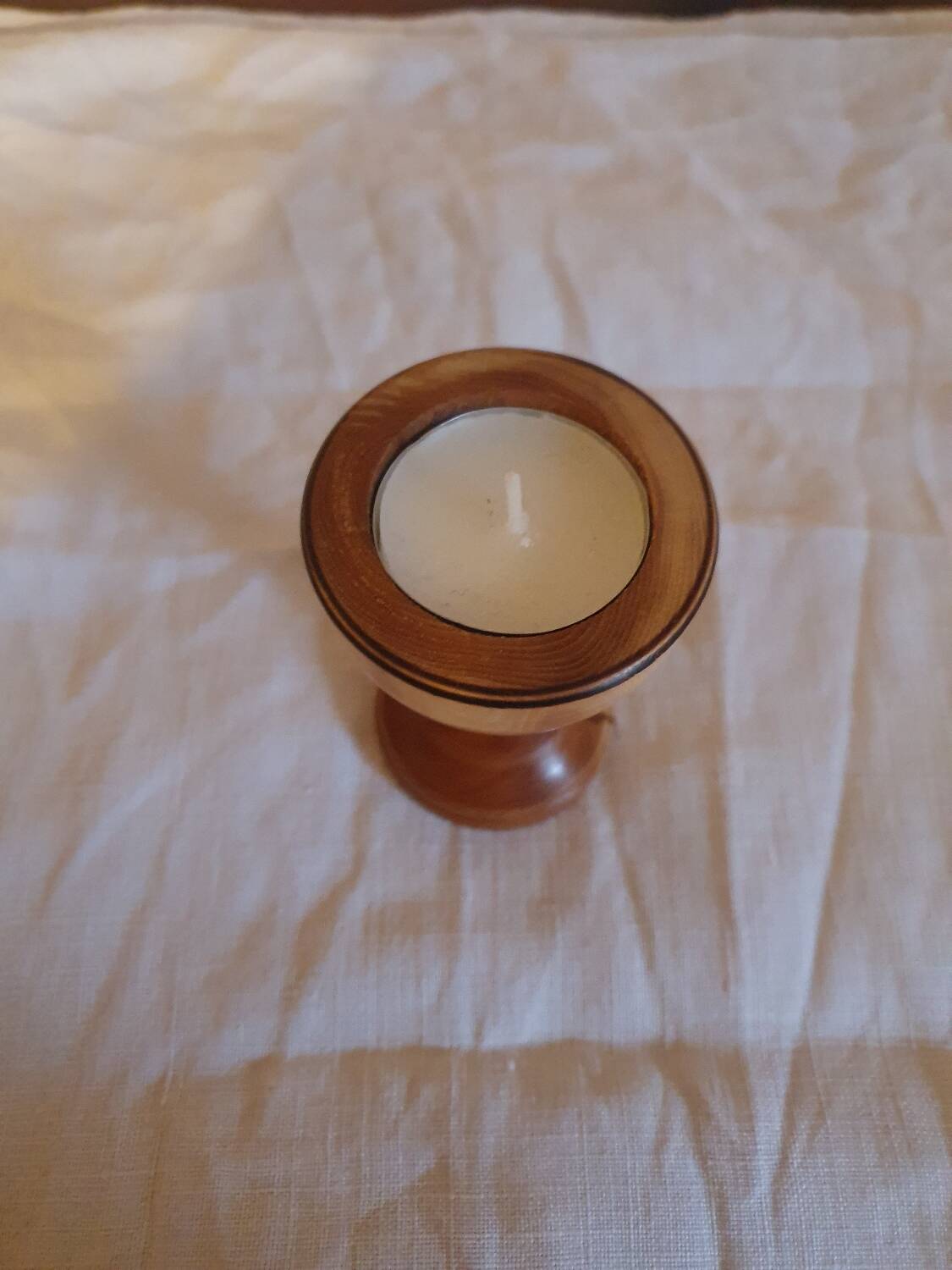 Vintage turned wooden candle holder