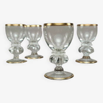 Holmegaard Set 4 1930s Gold ‘Gisselfeld’ Schnapps Drinking Glasses