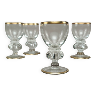 Holmegaard Set 4 1930s Gold ‘Gisselfeld’ Schnapps Drinking Glasses