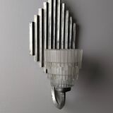 Pair of Ferro Art Iron and Glass Wall Sconces Art Deco Style 1970s