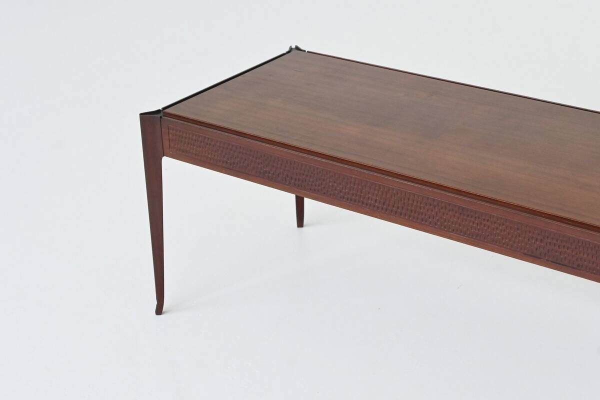 Vittorio Dassi style Italian coffee table in mahogany, Italy, 1960