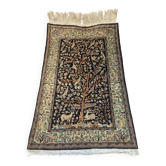 Persian Qom Silk on Silk 80x130 - Tree of Life Black and Gold - Very Fine