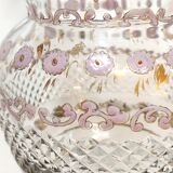 Glass vase carved and painting by hand. France 1940s.