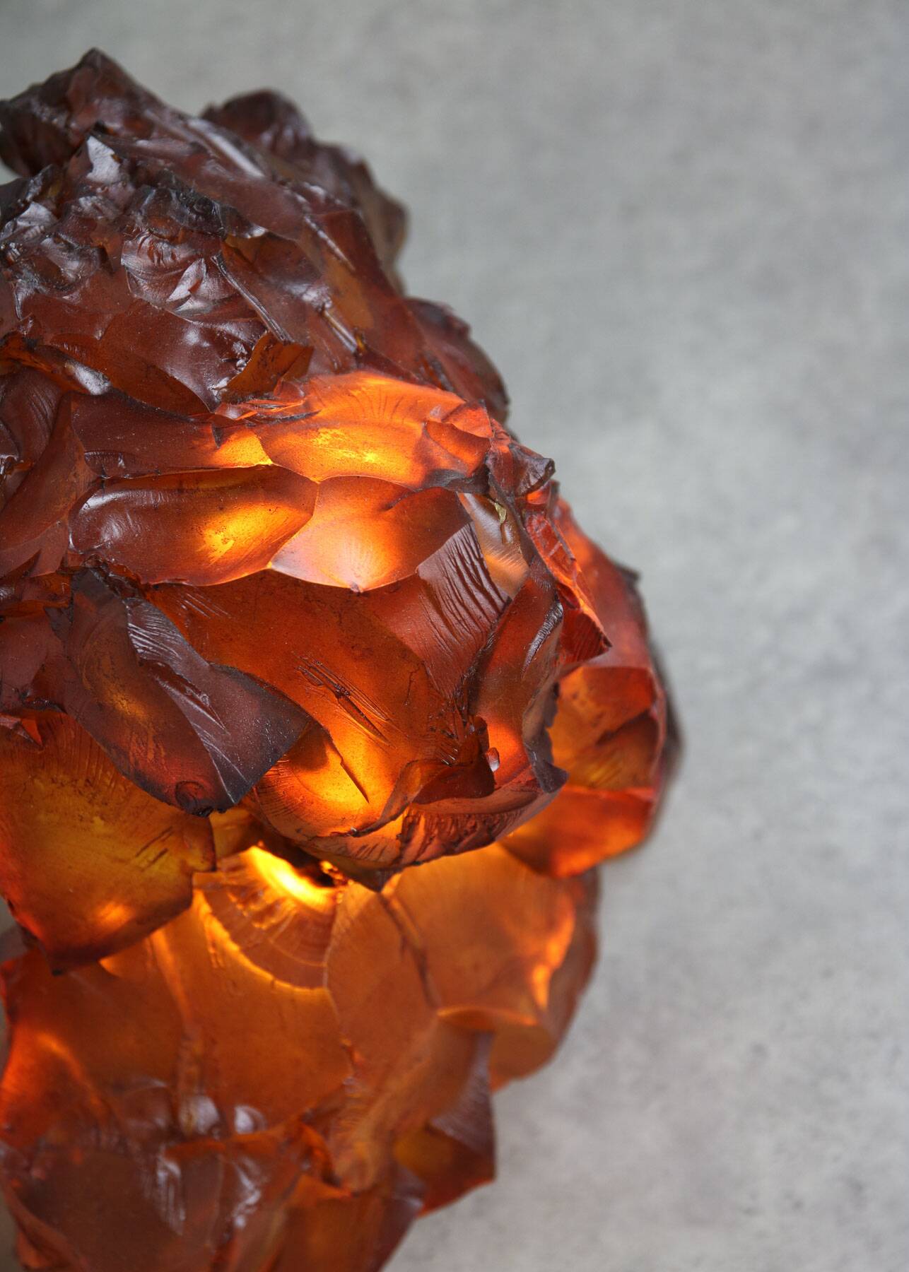 Vintage Italian Orange Sculpture Lamp, 70s