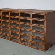 Vintage Dutch oak haberdashery shop cabinet, 1930s
