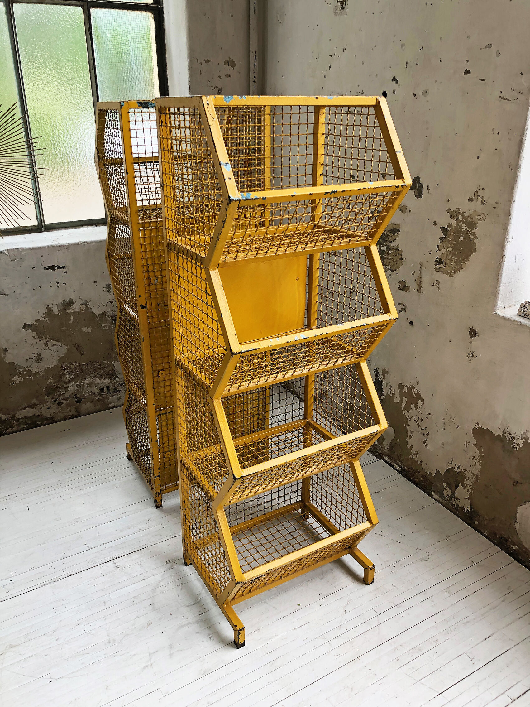 Industrial storage shelves yellow