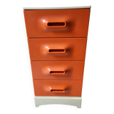 Meuble chiffonnier 4 tiroirs Flair  orange Français 1970 Vintage