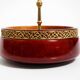 Beautiful 1960s nut bowl by Aldo Tura made of red goatskin and brass