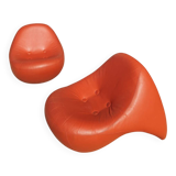 Pair of Luigi Colani armchairs - 9900 Easy Chair - orange leather - vintage -