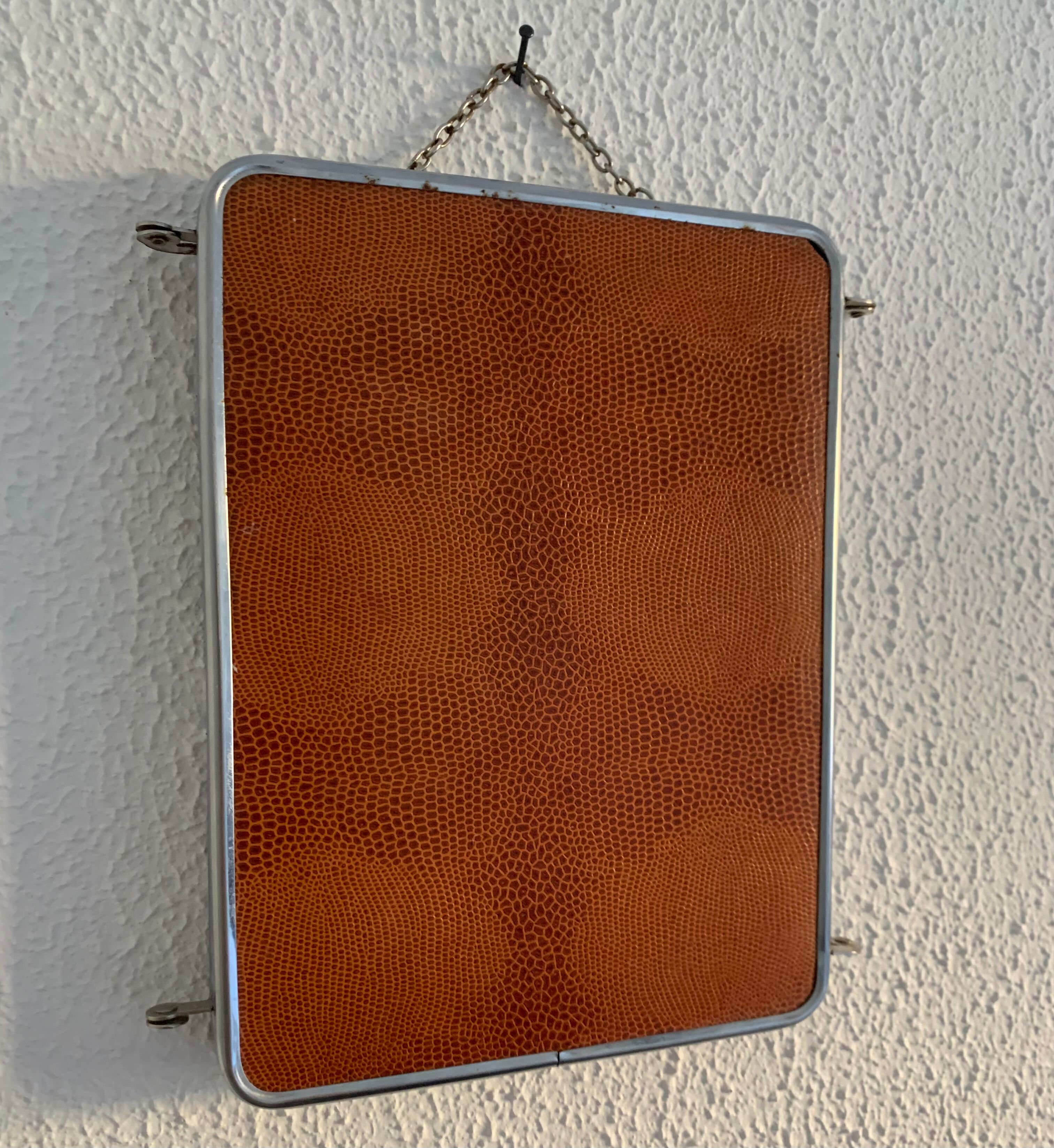 Mirror triptych barber orange rust vintage 1960 - 24 x 59 cm