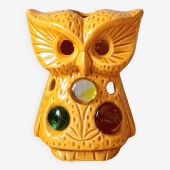 Owl/owl ceramic tealight holder 70s