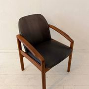 Mid-century modern chair in teak and black leather, Germany, 1960s