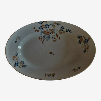 Oval serving dish in porcelain Japanese décor Art Deco
