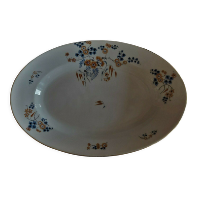 Plat de service ovale en porcelaine décor japonisant Art Deco
