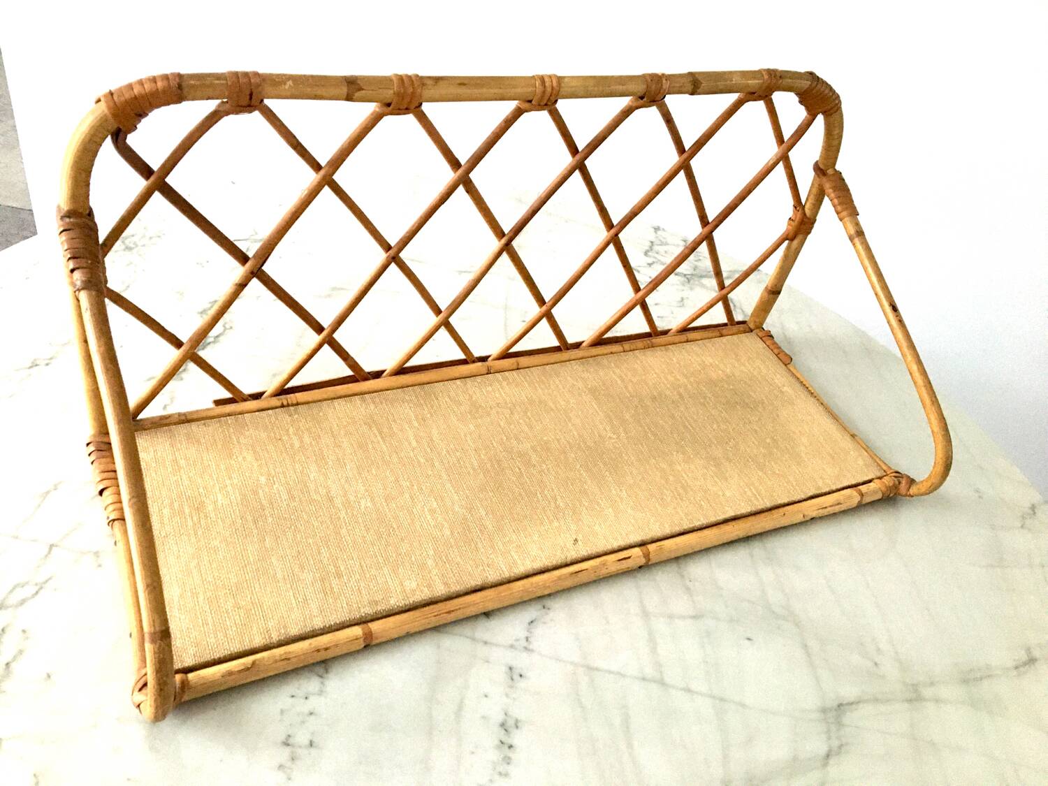 Beautiful vintage rattan and natural bamboo shelf from the 60s