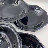 Set of 6 black soup plates