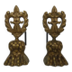 Pair of bronze fire dogs with lion paws. Early 20th century.