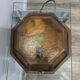 Vintage Octagonal Copper Amber Glass Flush Ceiling Lamp 1960s-70s