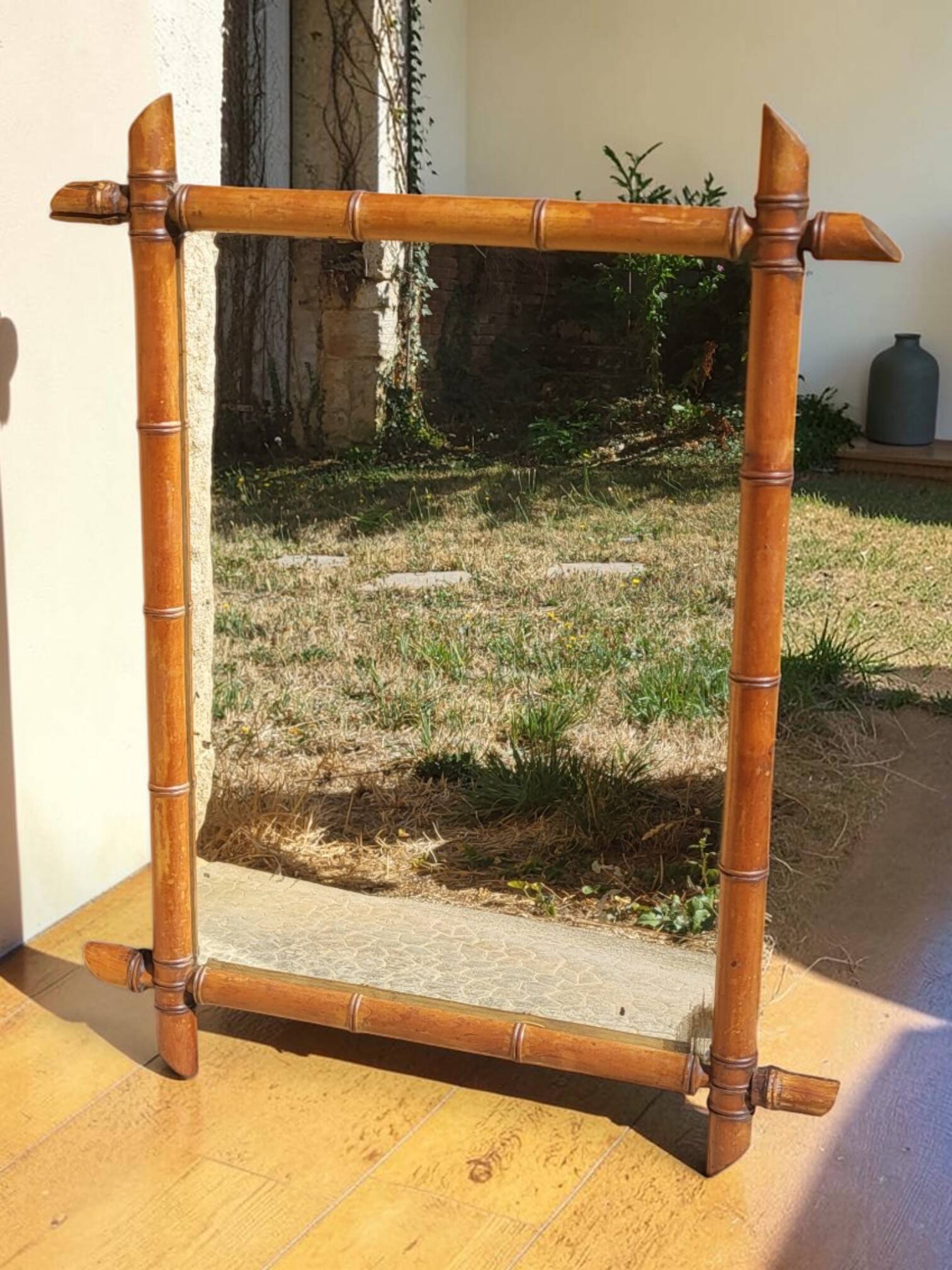 Wooden mirror turned in a bamboo style 58*73 cm
