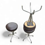 3 x stool / black top / chrome frame / 1970s  / Height 53 Depth 40 cm