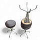 3 x stool / black top / chrome frame / 1970s  / Height 53 Depth 40 cm