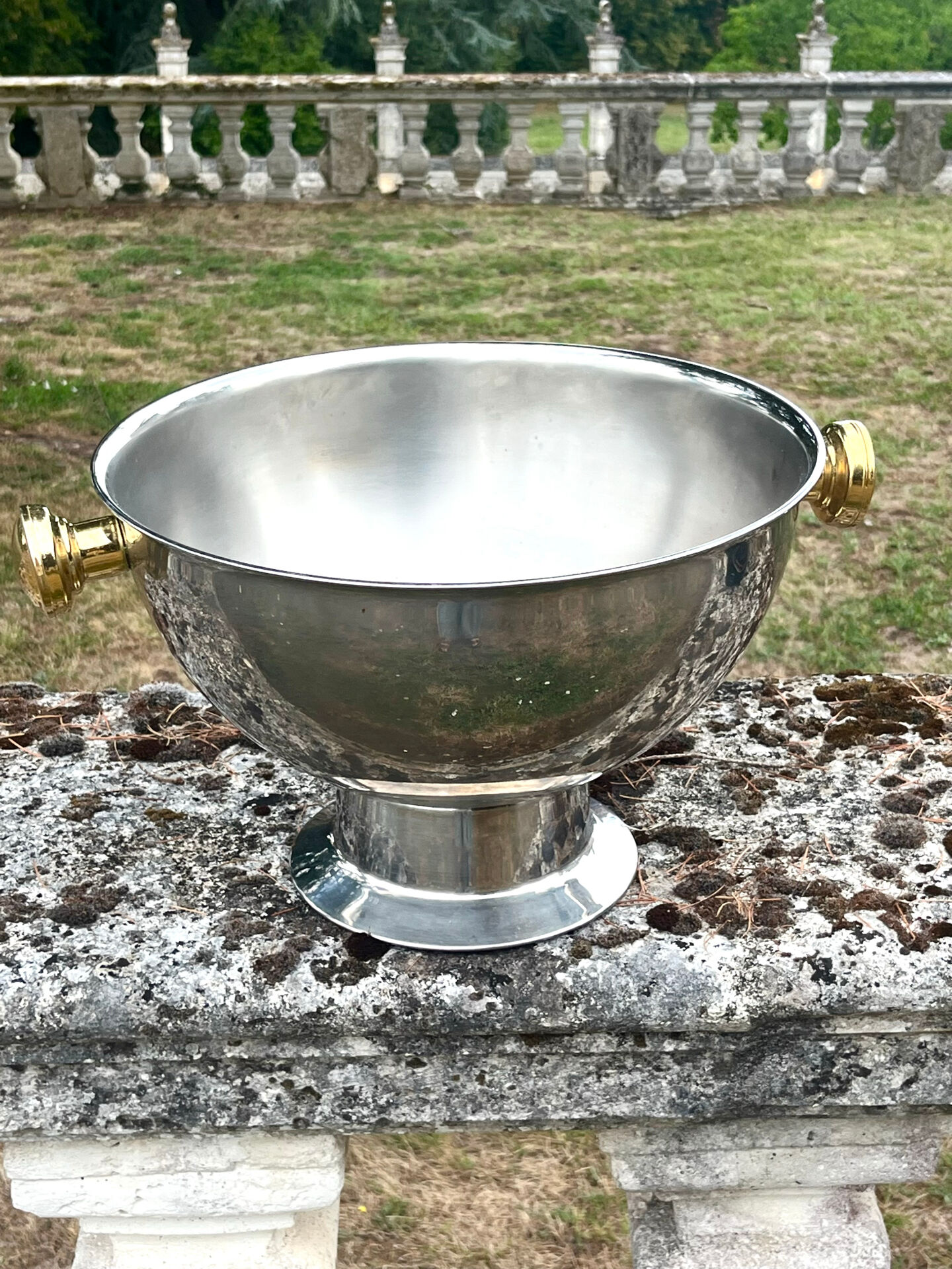 Large Aluminium Champagne Ice Bucket with Gold Tone Handles
