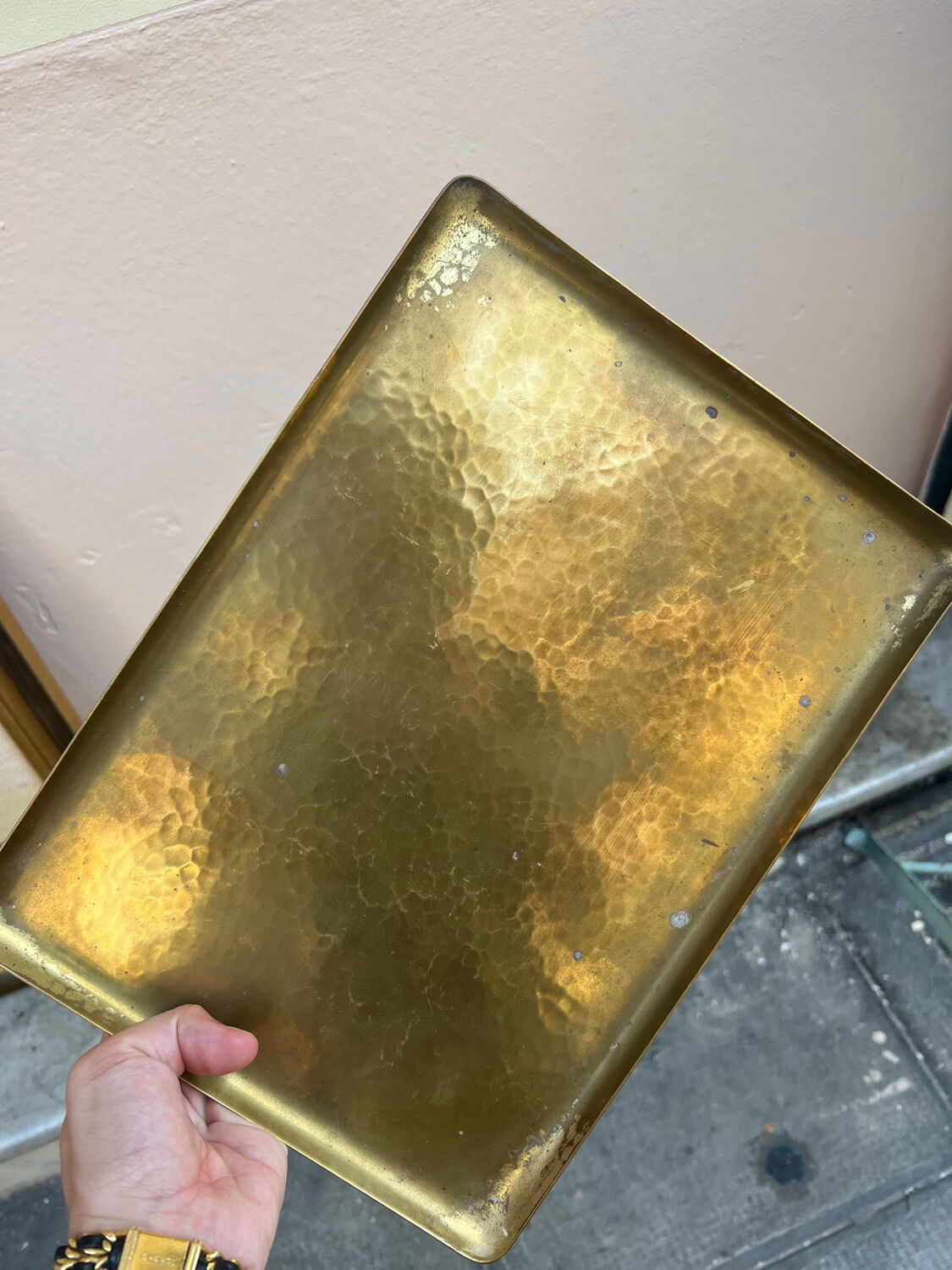 Hammered brass tray