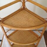 Corner wicker shelf