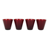 Quatre verres à boire Kartio de Kaj Franck style milieu du siècle par Nuutajarvi Nottsjo Finlande