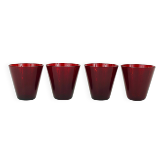 Four Kartio drinking glasses by Kaj Franck, mid-century style, from Nuutajärvi Nottsjö, Finland.