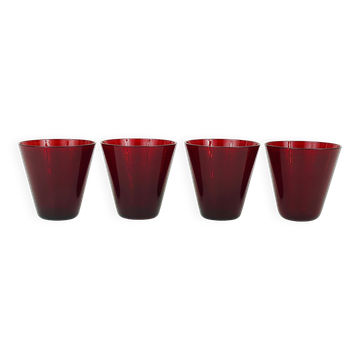 Quatre verres à boire Kartio de Kaj Franck style milieu du siècle par Nuutajarvi Nottsjo Finlande