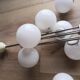 Vintage chandelier 5 opaline glass balls + 2 Space Age Mid-Century wall lights