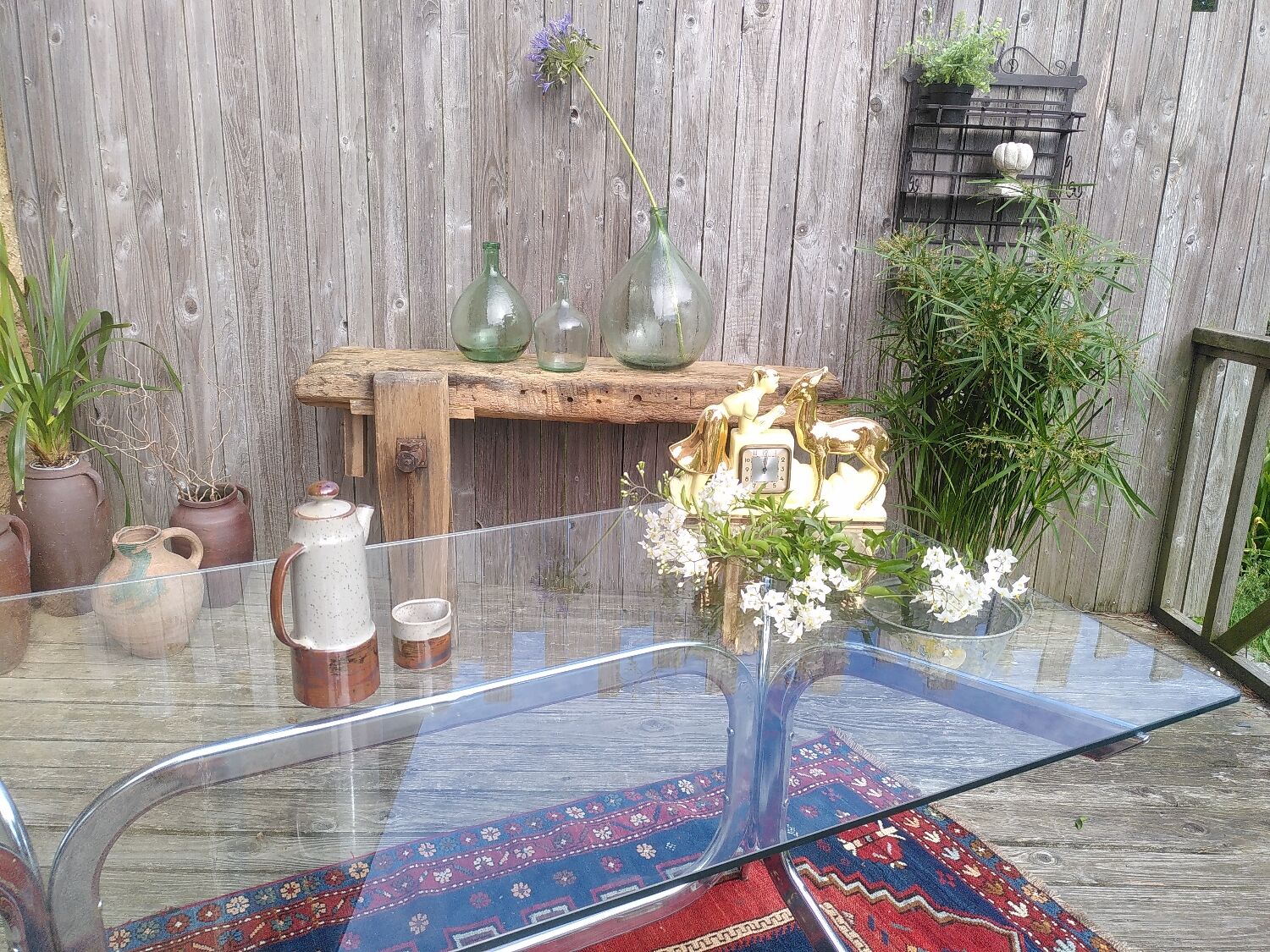 Chrome table with glass top 1960