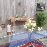 Chrome table with glass top 1960
